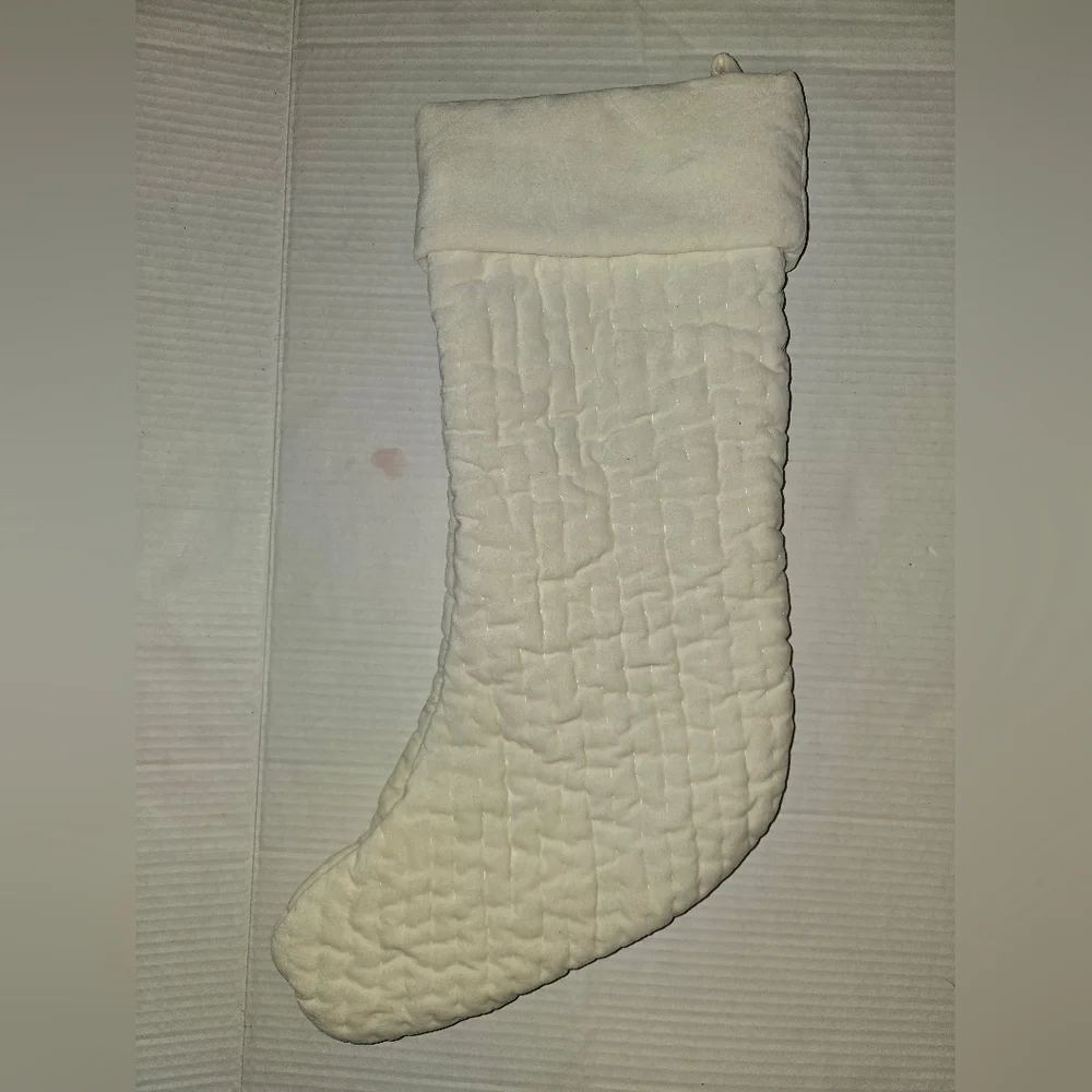 Pottery Barn Cream Quilted Christmas Stocking